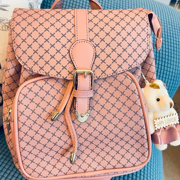 SALE TODAY!! Stylish Pink Backpack with Bear Charm - Picture 2 of 2